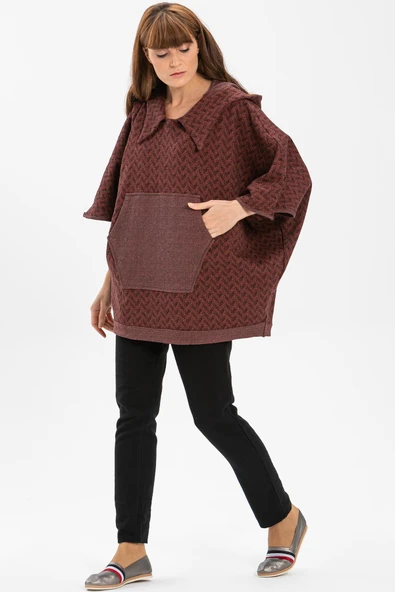 Balıksırtı İnterlok Sonbahar ve Kışlık Panço Kiremit Krmt Standart Kiremit