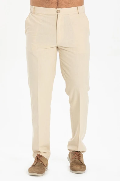 Keten Erkek Pantolon Krem Krm 40 Krem - 3