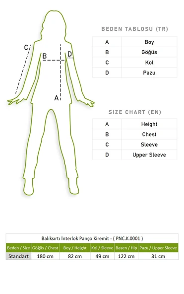Balıksırtı İnterlok Sonbahar ve Kışlık Panço İndigo indg Standart İndigo - 7