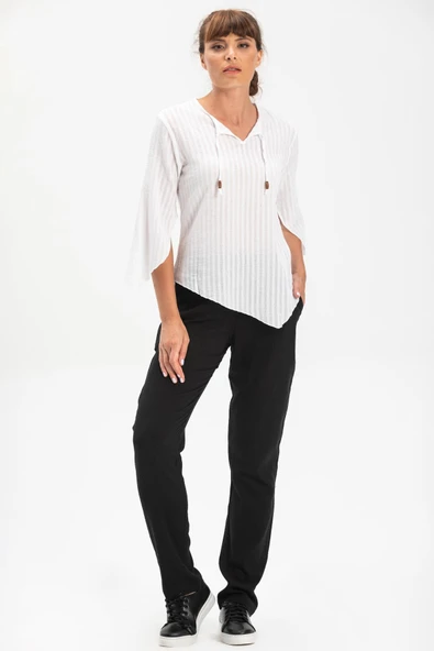 Truvakar Kol Şile Bezi Rodos Yazlık Bluz Beyaz Byz S Beyaz ürün görseli