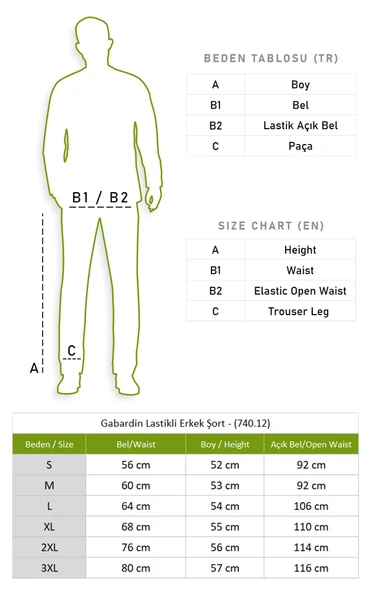 Gabardin Lastikli Erkek Şort Vizon Vzn 2XL Vizon - 5