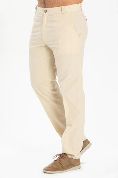 Keten Erkek Pantolon Krem Krm 40 Krem - 4