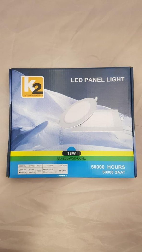 K2 KDL 413 SIVA ALTI KARE 18W LED SPOT BEYAZ