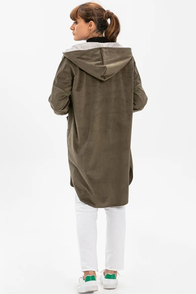 Eylül Fitilli Kadife Ceket Haki Hk 2XL-3XL Haki - 2