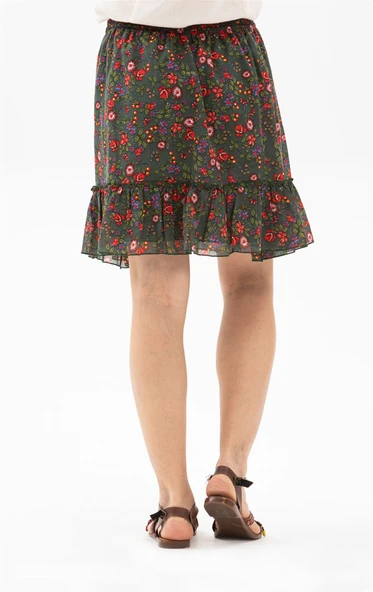 Buse Vual Kısa Yazlık Etek Tomurcuk Desen Yeşil 6170 2XL-3XL Yeşil - 4