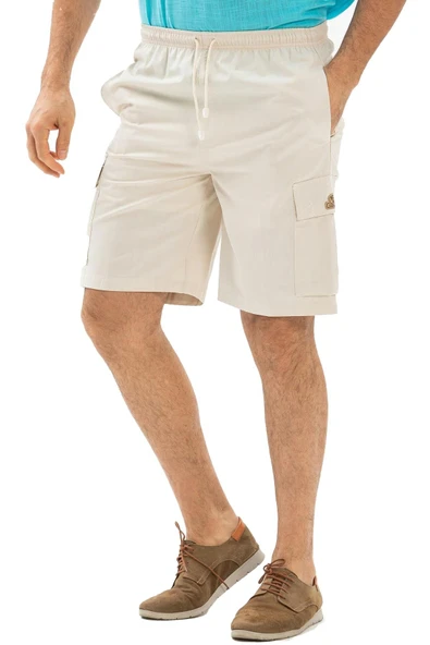 Gabardin Lastikli Erkek Şort Krem Krm 2XL Krem - 5