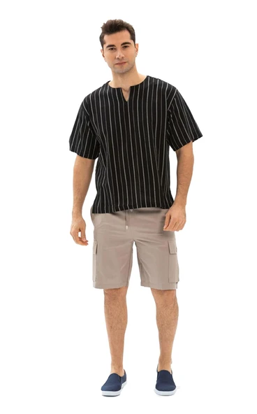 Gabardin Lastikli Erkek Şort Vizon Vzn 2XL Vizon - 6