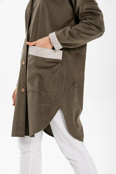 Eylül Fitilli Kadife Ceket Haki Hk 2XL-3XL Haki - 3