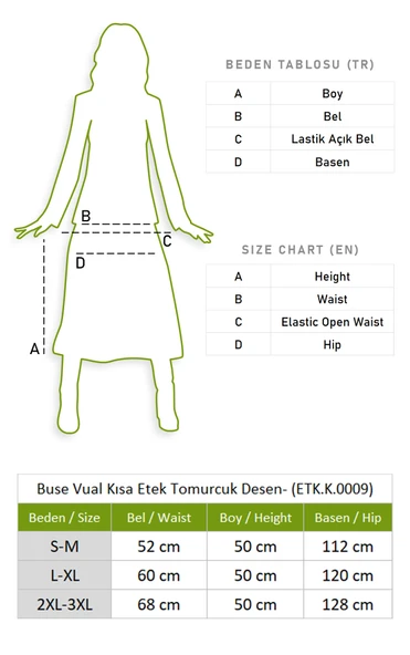 Buse Vual Kısa Yazlık Etek Tomurcuk Desen Beyaz 6165 2XL-3XL Beyaz - 5