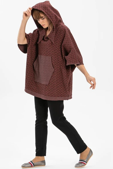 Balıksırtı İnterlok Sonbahar ve Kışlık Panço Kiremit Krmt Standart Kiremit - 4