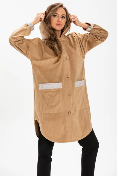 Eylül Fitilli Kadife Ceket Camel Cml 2XL-3XL Camel - 3