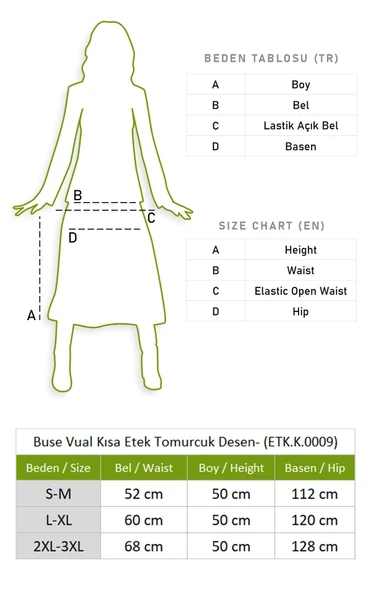 Buse Vual Kısa Yazlık Etek Tomurcuk Desen Turkuaz 6167 2XL-3XL Turkuaz - 5