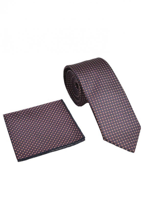 Brianze Kare Desen  Mendilli Kravat - Resim 3