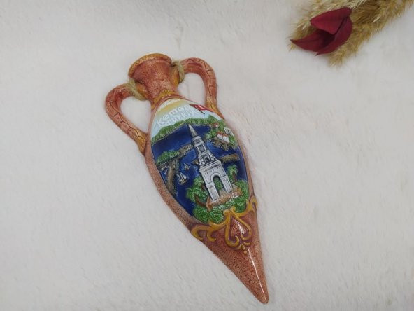 Amfora Kulplu Seramik Türk Bayraklı Türkiye Kemer Yazılı Ev Dekorasyonu - 2