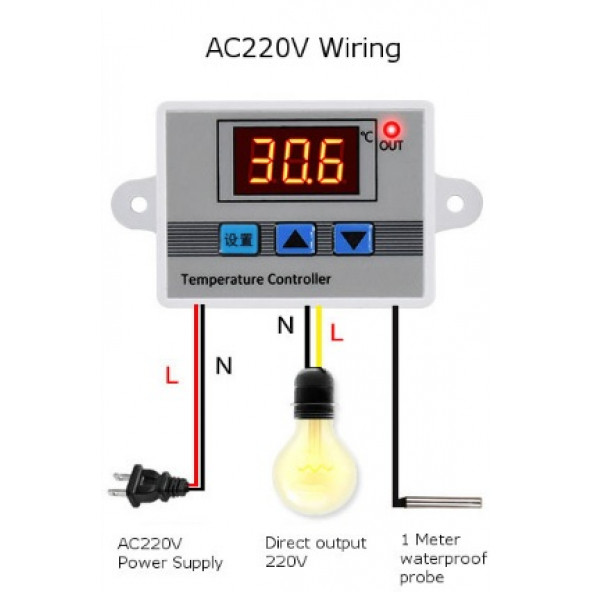 220V Termostat H-W3002 Dijital Termostat Sıcaklık Kontrol Cihazı Isıtma Ve Soğutma Modu 220V-1500W
