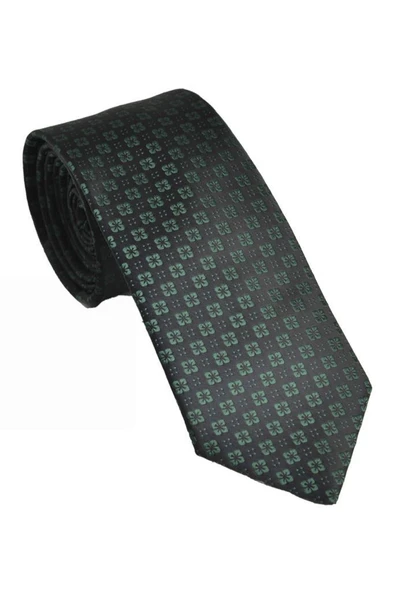 Brianze Çiçek Desen Yeşil Mendilli Kravat - Resim 2