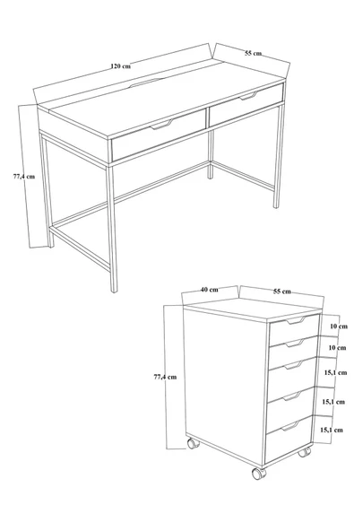 Midoser Çalışma Masası Seti - Yeşil - 5