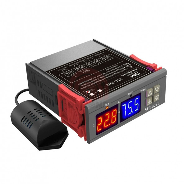 STC 3028 220V Termostat Isı Ve Nem Ölçer Çift Ekran