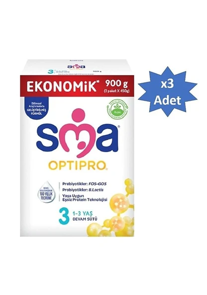 SMA Optipro 3 Probiyotik Devam Sütü 900 gr 3 Adet