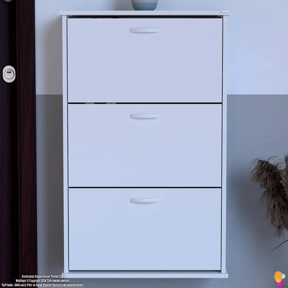 Modilayn VARBİ Asma Kapı Önü 72 x 115 x 25,5 cm’ lik 3 Düşer Kapak 6 Göz Bölmeli Ayakkabılık - 4