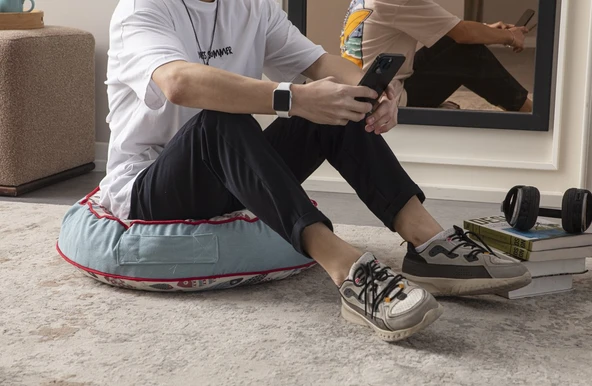 Balık Desenli Dekoratif Taşınabilir Yer Minderi Puf 60x60cm - 3