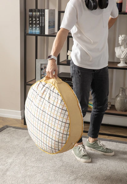 Taşınabilir Dekoratif Yer Minderi Puf, 60x60cm - 5