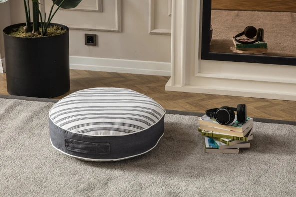 Çizgili Dış Mekan Puf Minderi, 60x60 cm, Balkon ve Teras için - 2