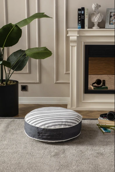 Çizgili Dış Mekan Puf Minderi, 60x60 cm, Balkon ve Teras için - 3