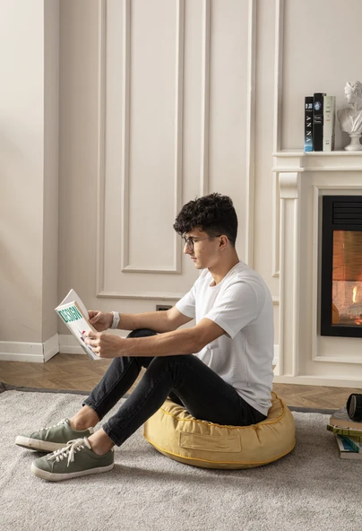 Çok Renkli Yuvarlak Puf Yer minderi, 60 x 60 cm - 7