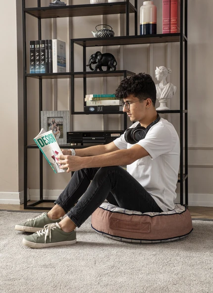 Yuvarlak Yer Minderi Puf, 60 x 60 cm - 4