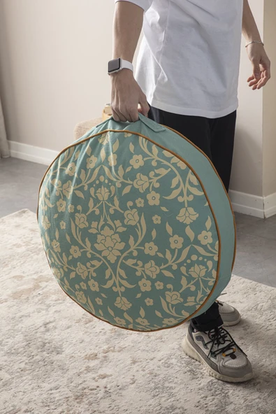 Taşınabilir Dekoratif Yer Minderi Yuvarlak Puf 60 x 60 cm - 2