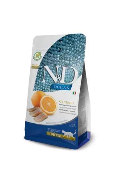 N&D Kısır Kedi Maması Tahılsız Ocean Ringa Balığı Ve Portakallı 1.5 Kg