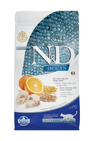 N&D Kedi Maması Ocean Morina Balıklı Portakallı 1,5 Kg - 2