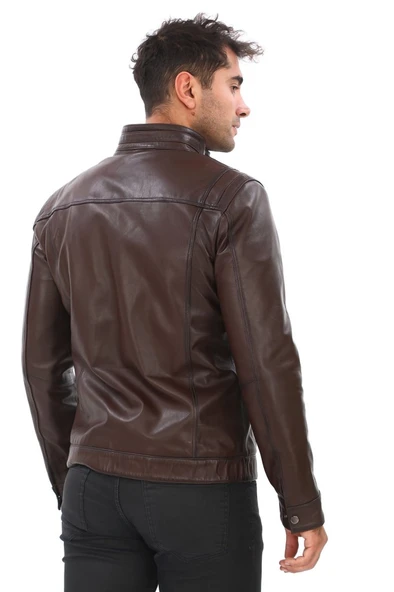 Spor Model Erkek Deri Mont Fındık Renk - 6
