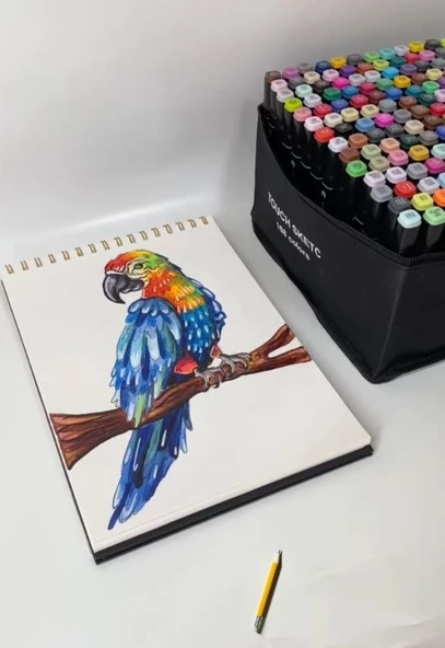 60 lı Çift Tatraflı Marker Kalem Seti Standlı Resim Mimari Ve Grafik Tasarım Kalemi Yüksek Kalite - 8