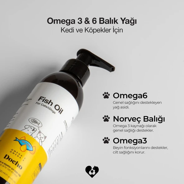 Docho Kedi ve Köpekler İçin Balık Yağı 200 ml ve Köpekler İçin Tüy Sağlığı Destekleyici Damla 50 ml Seti - 4