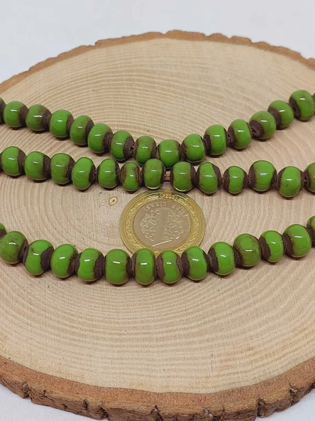 Yeşil Renk Sırlı Seramik Boncuk Dizi 8-9mm/29cm (54292) - Resim 3
