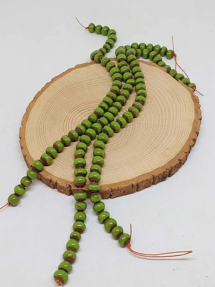 Yeşil Renk Sırlı Seramik Boncuk Dizi 8-9mm/29cm (54292) ürün görseli