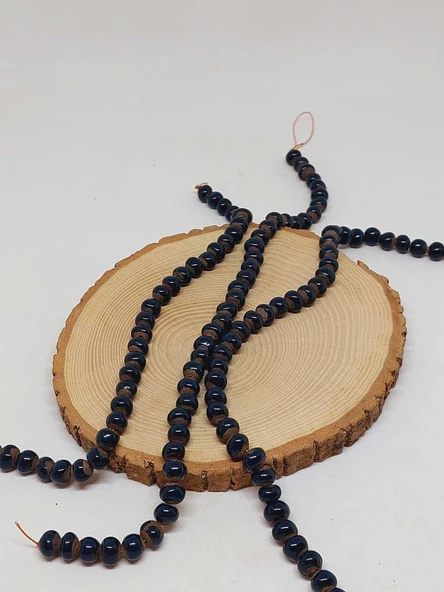 Lacivert Renk Sırlı Seramik Boncuk Dizi 8-9mm/29cm (54294) ürün görseli