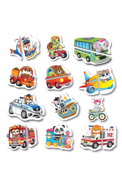 yükselen zeka  yükselen zeka 12-36 Ay İlk Magnet Puzzle - Taşıtlar - 3