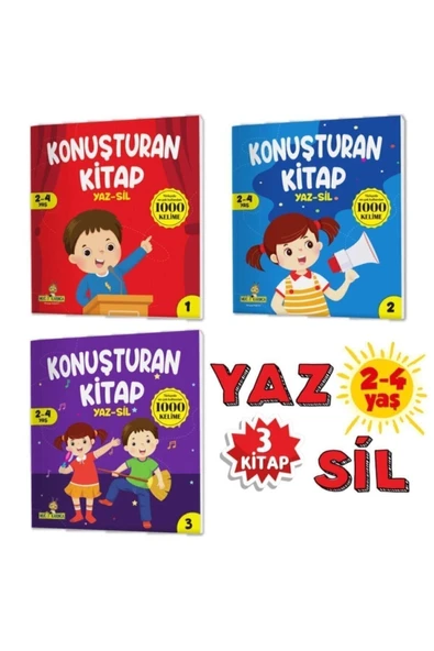 Yükselen Zeka Yayınları  Yükselen Zeka Yayınları Konuşturan Kitap Serisi Yaz-sil Kitaplar (TÜRKÇEDE EN ÇOK KULLANILAN 1000 KELİME)- Okul Öncesi