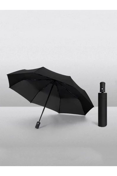 Umbrella  Umbrella Şemsiye Siyah Çizgili Tam Otomatik Rüzgarda Kırılmayan - 2
