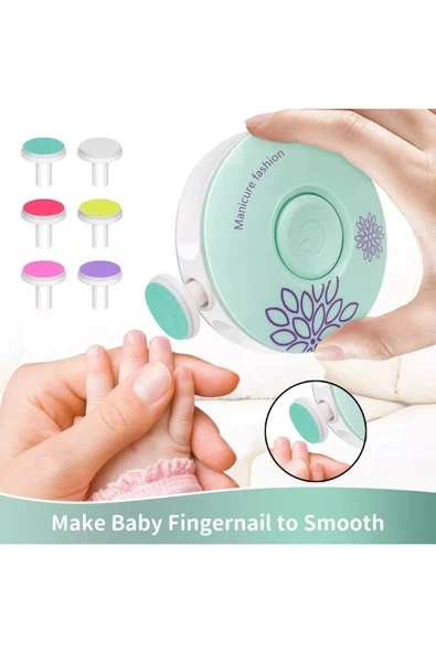 Beauty Loves Beauty Loves Yenidoğan Bebek Tırnak Törpüsü Pilli 6 Başlıklı Çocuk Tırnak Parlatıcı Tırnak Makası Manikür Seti - 3