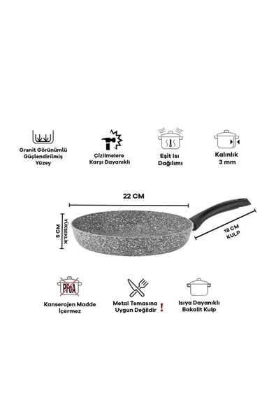 Taç Ultra Granit Tava 22 cm TAC-3468 - Resim 3