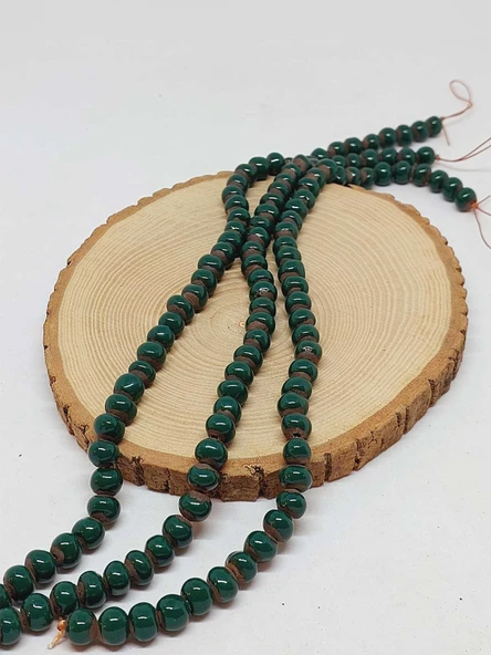 Yeşil Renk Sırlı Seramik Boncuk Dizi 8-9mm/29cm (54300) ürün görseli