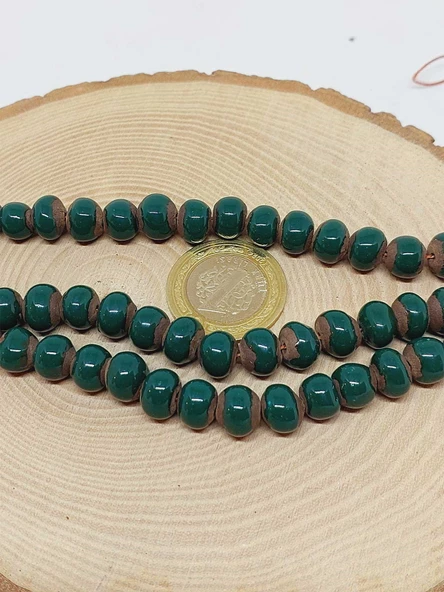 Yeşil Renk Sırlı Seramik Boncuk Dizi 8-9mm/29cm (54300) - Resim 3