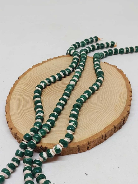 Yeşil Renk Sırlı Seramik Boncuk Dizi 8-9mm/29cm (54304) ürün görseli 1