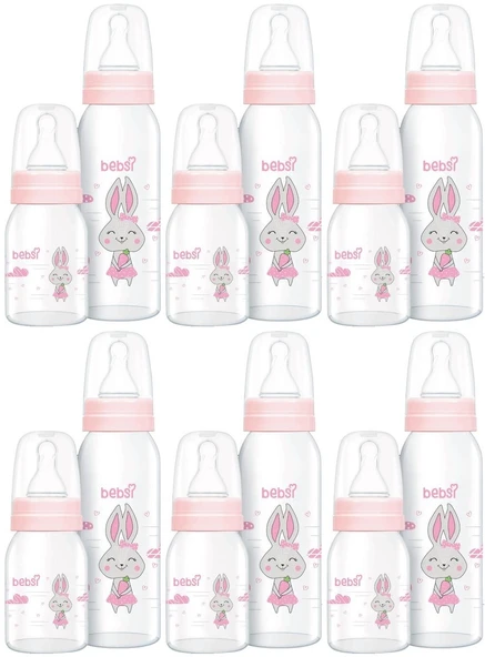 Bebsi Cam Biberon Seti Pembe (250ML+125ML) (6 Lı Set)