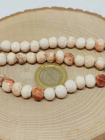 Kahverengi Pigmentli Sırlı Seramik Boncuk Dizi 8-9mm/29cm (54310) - 3