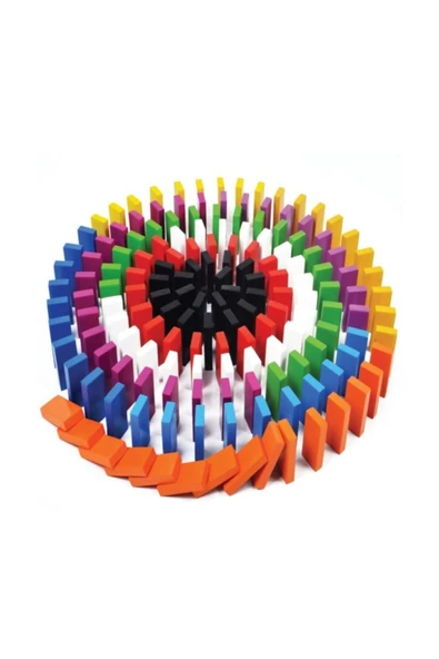 Circle Toys  Circle Toys Renkli Ahşap Domino Taşları 100 Parça Renkli - Resim 2